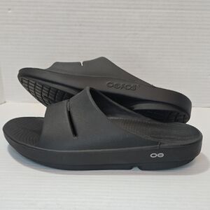 OOFOS OOahh Black Luxe Recovery Slides Sport Comfort Sandals Slip On Men